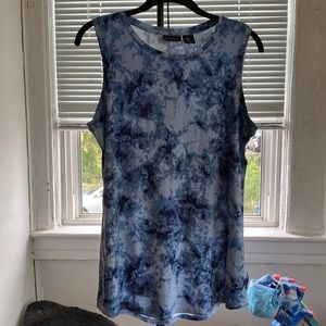 Tahari blue sleeveless top